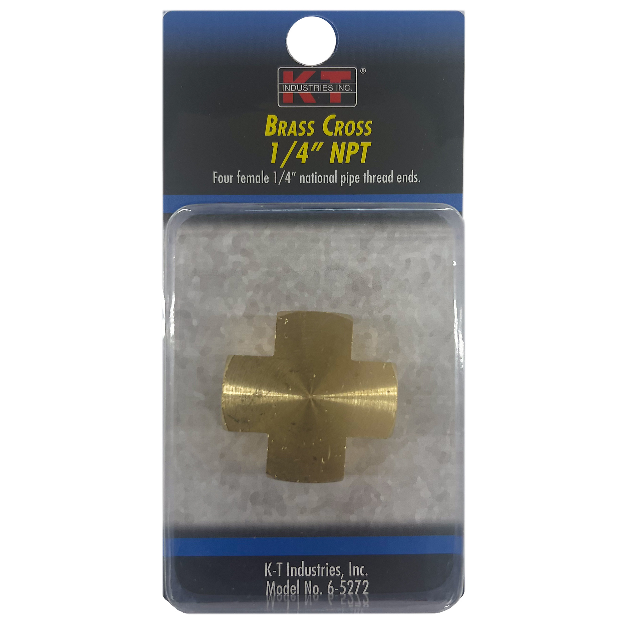 K-T Industries Brass Cross — 1/4in. NPT, Model# 6-5272